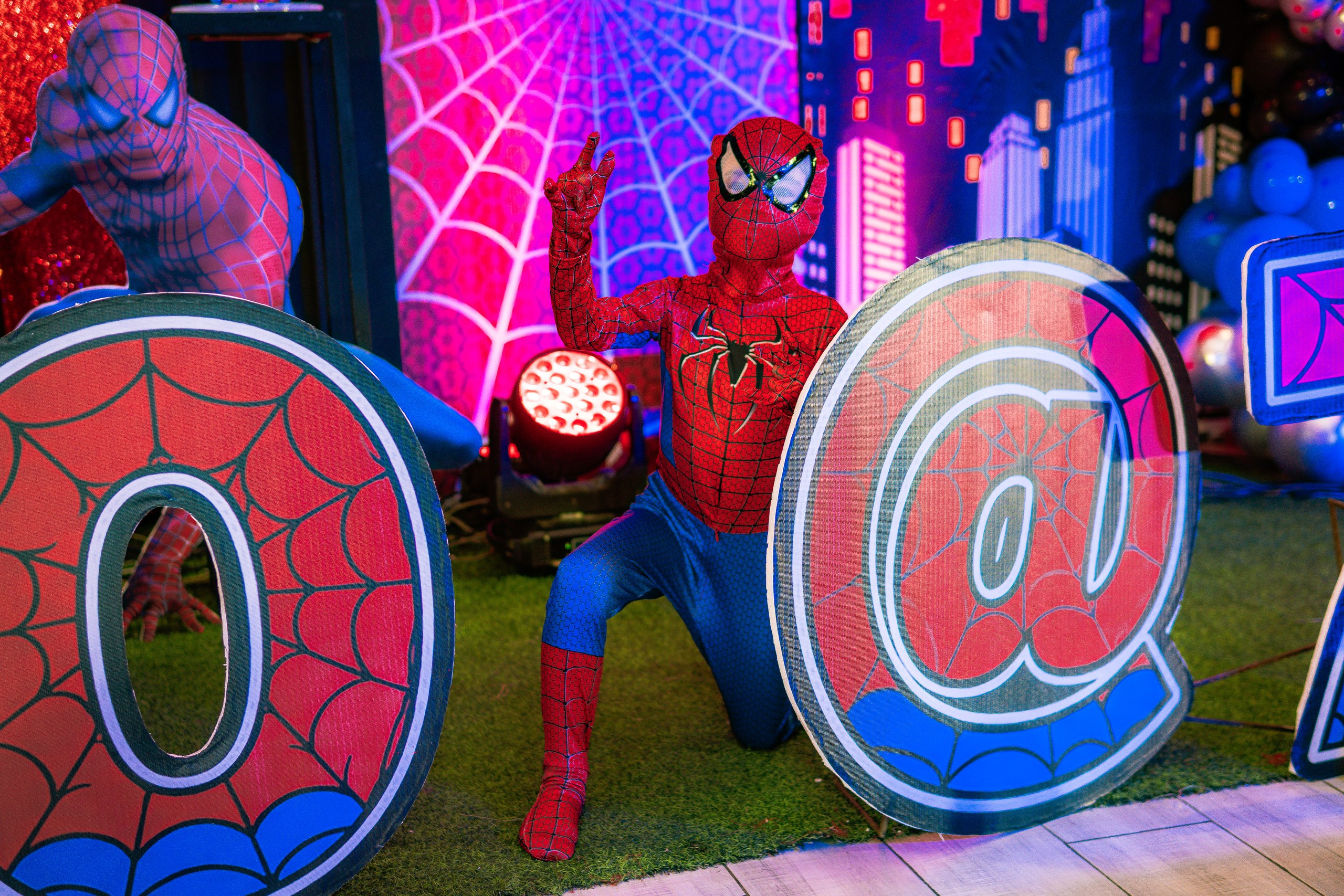 Theo in his Spider-Man suit